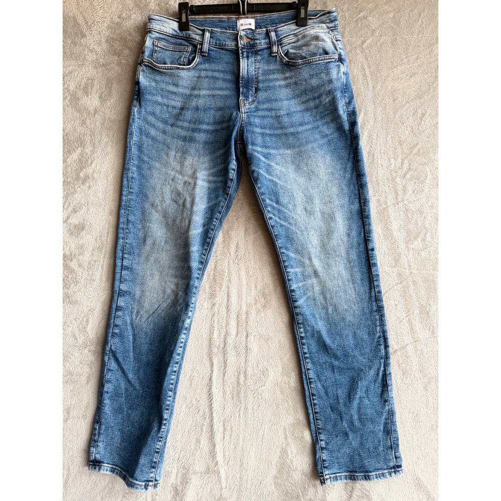 Hudson Jeans Mens Medium Wash Whiskered Straight Leg Denim Size 34x30